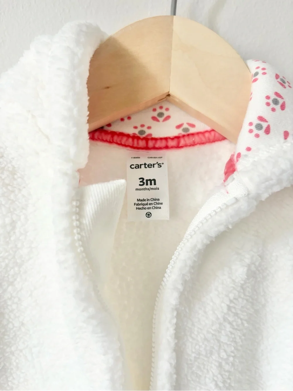 Carter’s White Baby Bear Bunting Size 3 Months